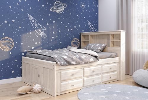Discovery World Furniture White Full Bookcase Bed with 6 Drawers Z895159