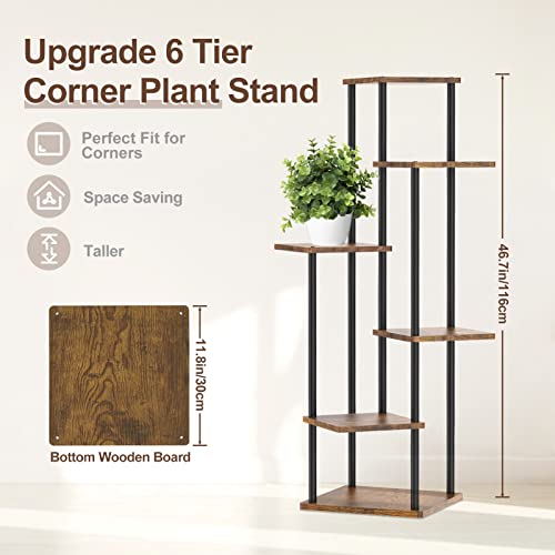 6 Tier Metal Wood Corner Plant Stand Indoor Outdoor H78199
