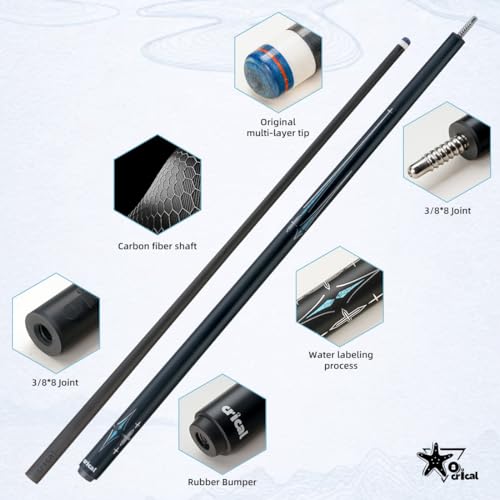 CRICAL Carbon Fiber Pool Cue Stick 58" with 12.5mm Tip J317692