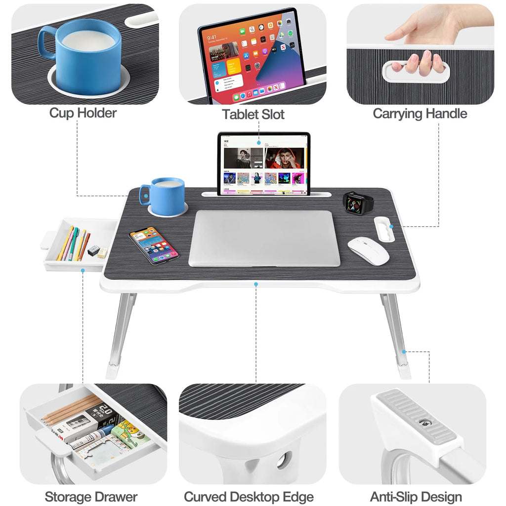 Livhil Large Lap Desk for Bed, Portable Laptop Table for Adults (Black) P174