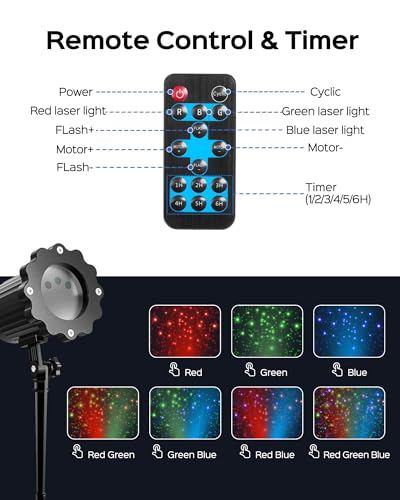 JACKYLED Halloween Christmas Projector Light, Outdoor 2-in-1 with Remote, IP65 Waterproof E20896