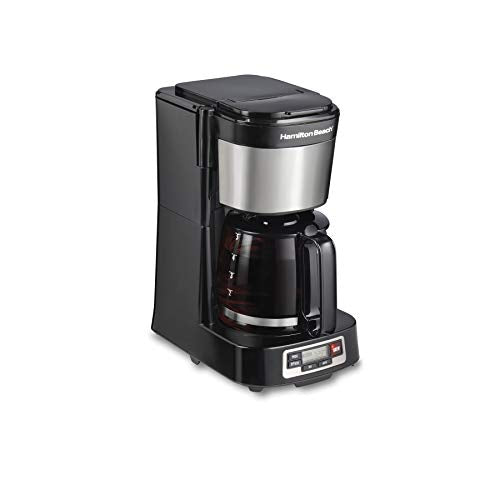 Hamilton Beach 5 Cup Drip Coffee Maker with Programmable Clock, Black & Stainless Steel S78391