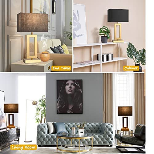 22" Touch Control Table Lamps with USB Ports, Dimmable, Gold & White V1178
