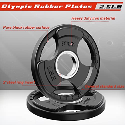 RitFit Olympic Rubber Grip Plates 2-Inch for Barbell Weightlifting Strength Training Z70542