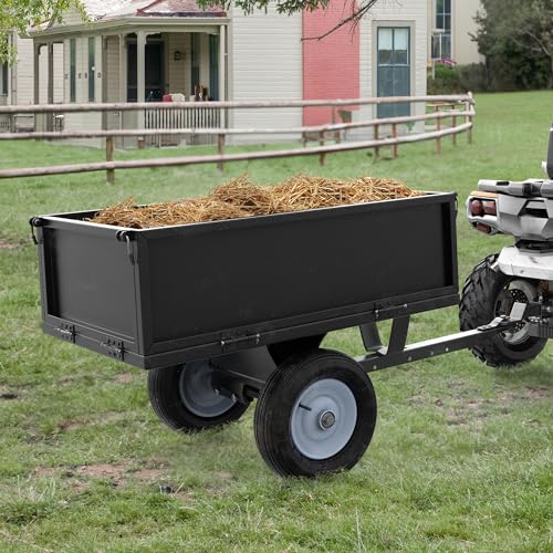 YINTATECH 500lbs Lawn Mower Trailer & ATV Dump Trailer, Heavy-Duty Tow Behind Dump Cart, Black B63497