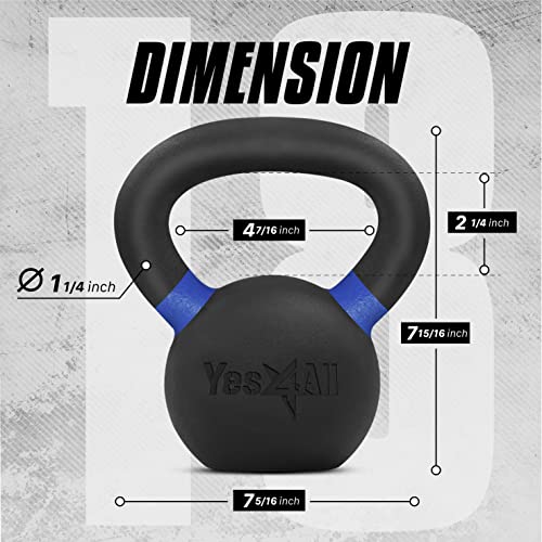 Yes4All Powder Coated Cast Iron Kettlebell Weight Set for Home Gym N15817