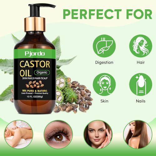 Organic Cold Pressed Castor Oil, 100% Pure, Hexane Free, 20 fl oz V385609