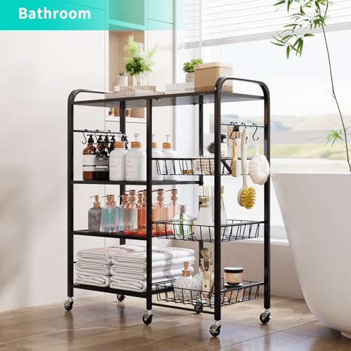 HapiRm Rolling Kitchen Microwave Cart with Pull-Out Baskets X64290