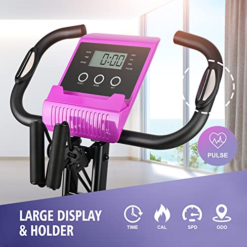 Foldable Exercise Bike with Adjustable Backrest and Pulse Sensor Z4685