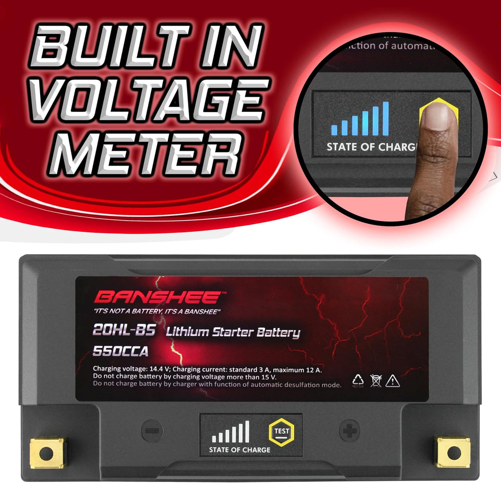 Banshee Lithium Motorcycle Battery YTX20L-BS 12.8V 18AH with BMS R8663