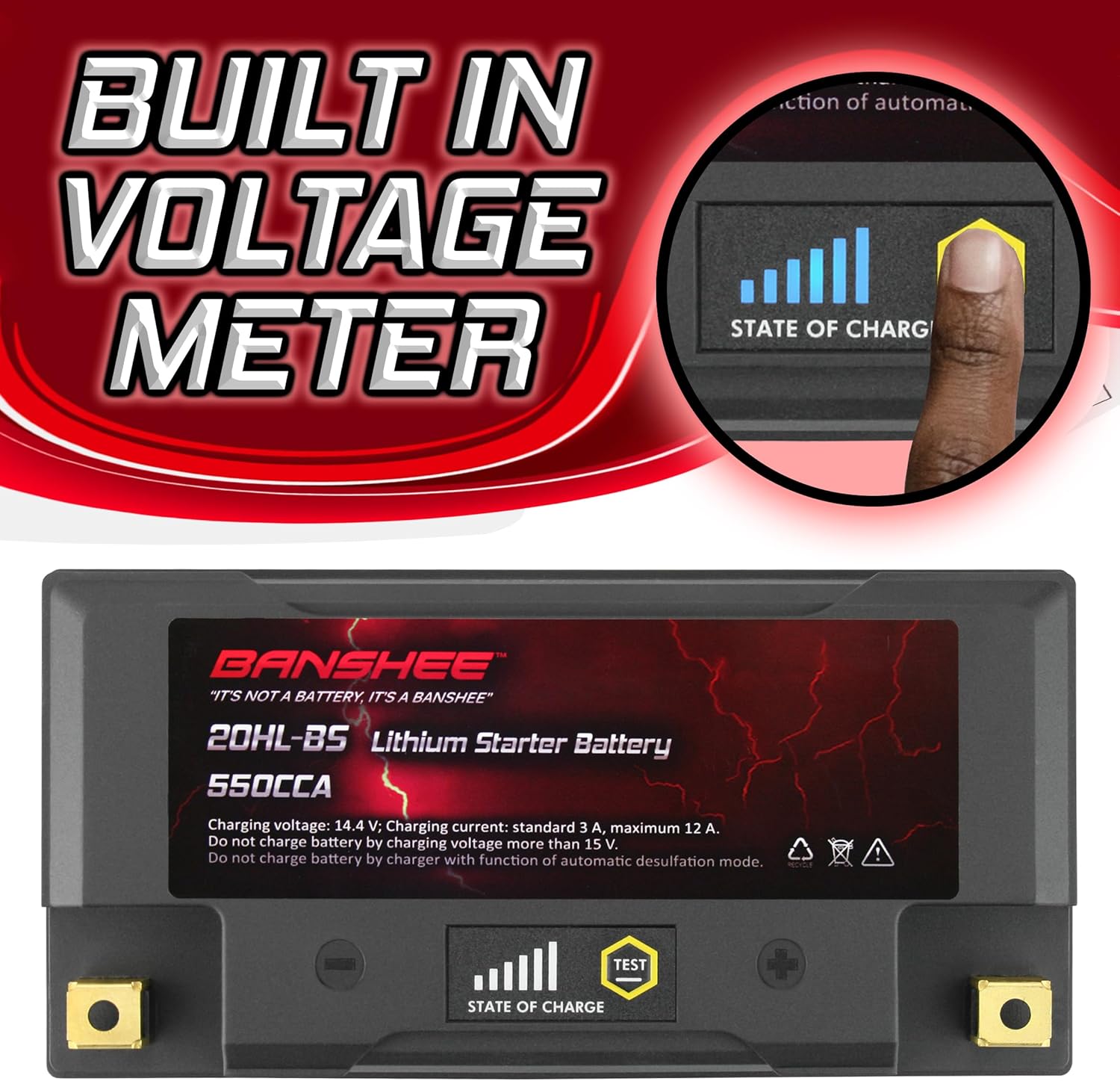 Banshee Lithium Motorcycle Battery YTX20L-BS 12.8V 18AH with BMS R8663