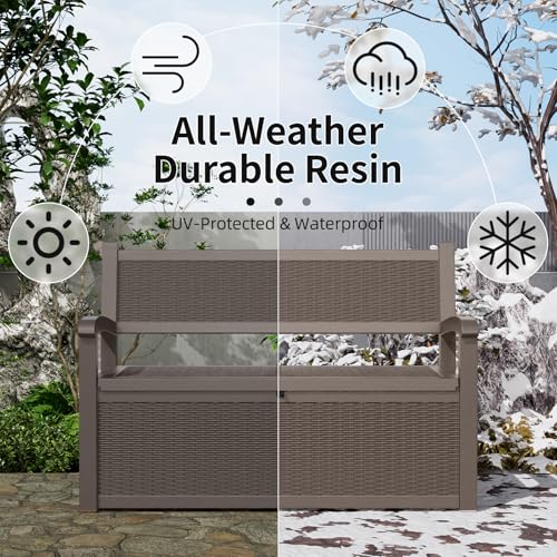 80 Gallon Waterproof Lockable Storage Bench Deck Box for Patio Garden I9402