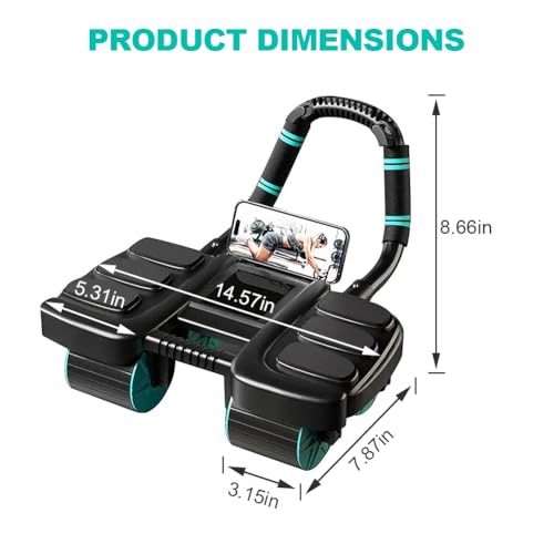 Automatic Rebound Ab Roller Wheel with Elbow Support, 4-Wheel Core Exercise Equipment for Home Gym X959