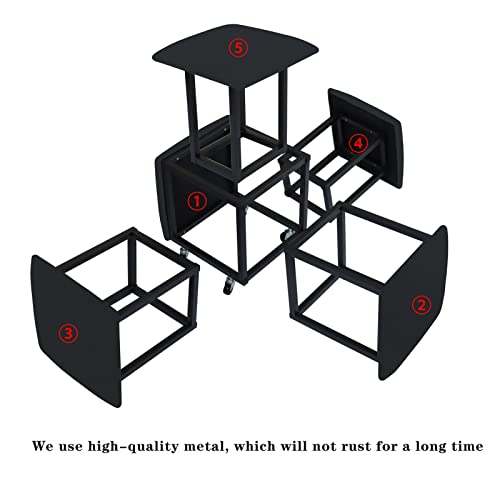 Nesting Ottoman Cube Chair with Wheels, Stackable Leather Foot Stool V48796
