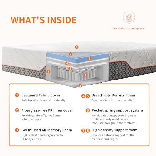 Split King Adjustable Bed Frame with Hybrid Mattress, Zero Gravity, Massage R919726