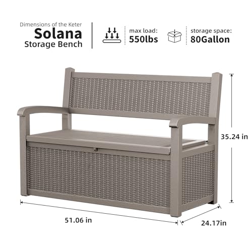 Vixzen 75 Gallon Outdoor Storage Bench Deck Box, Lockable All-Weather Seating Q396149