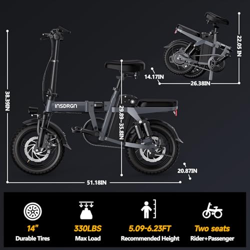 Folding Electric Bike for Adults, 20MPH, 45 Miles Range, Removable Battery Q46926