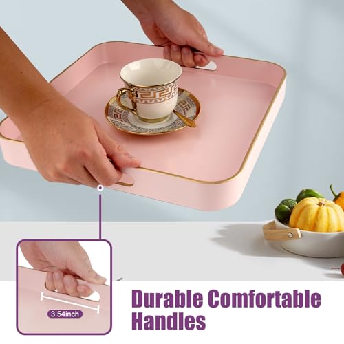 Gifturbo Blue Serving Tray with Handles, Rectangular Plastic Tray J15614