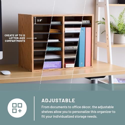 Safco Wooden Paper and Mail Organizer, Adjustable Shelves, Stackable B285