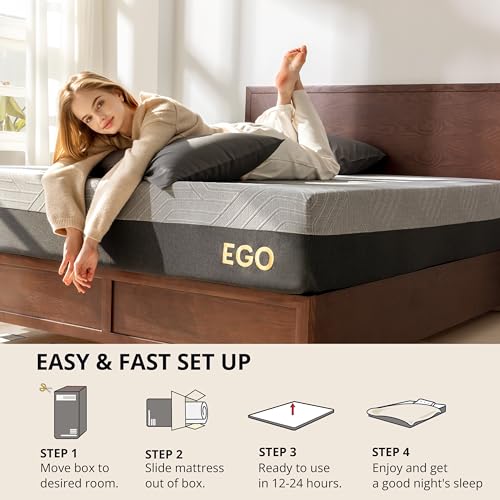 EGOHOME 14 Inch King Size Memory Foam Mattress, Cooling Copper Gel, Medium Firm L623776