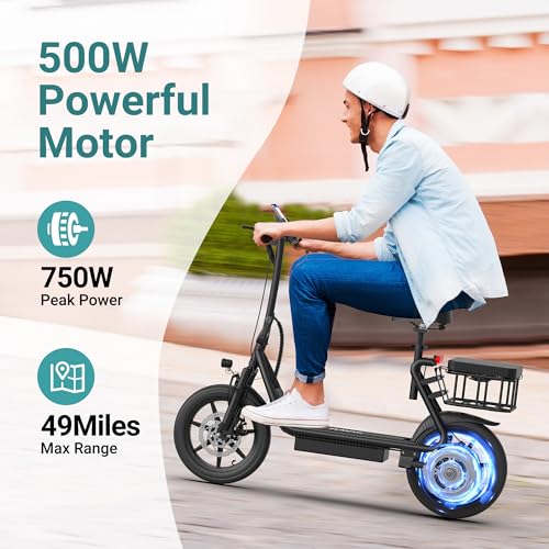 NAVIC Electric Scooter for Adults, Folding E-Scooter with Dual Braking and Dual Suspension B3040