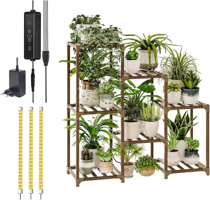 Bamworld Plant Stand Indoor Outdoor Wood Plant Rack 3 Tier Ladder D51744