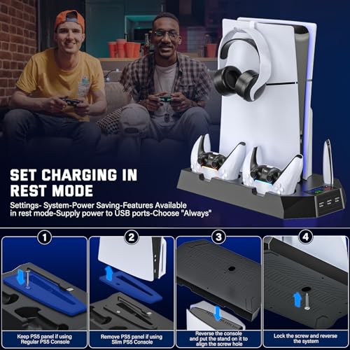 PS5 Slim/Pro Cooling Station with Controller Charger, White M8682