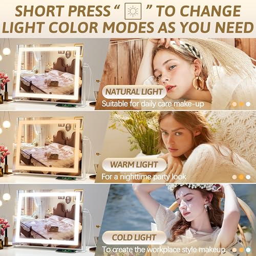 Vanity Mirror with Lights, 12.6"×15" LED Makeup Mirror, Touch Control Dimmable D52089