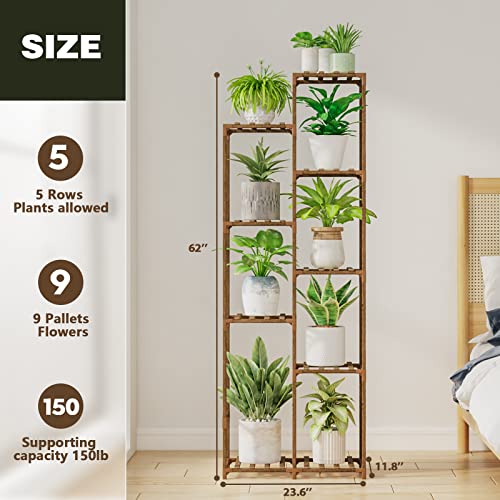 Bamworld Plant Stand Indoor Outdoor Wood Plant Rack 3 Tier Ladder D51744