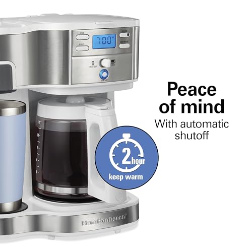Hamilton Beach 49933 12 Cup Programmable Drip Coffee Maker & Single Serve Machine, Glass Carafe, White A63501