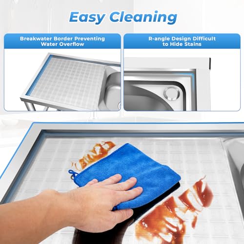 2 Compartment Stainless Steel Commercial Kitchen Utility Sink with Prep Counter V293960