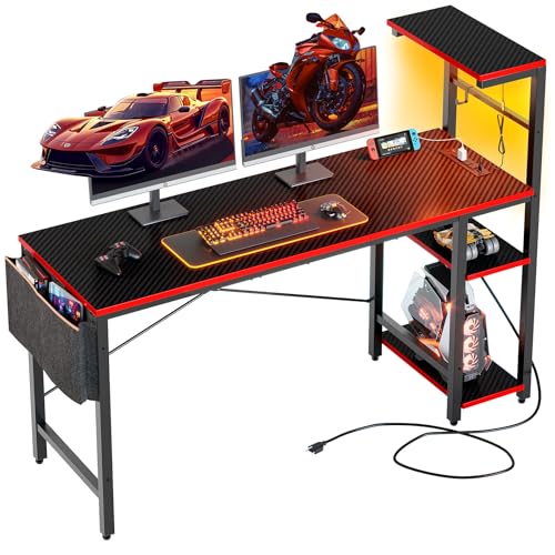 Bestier Gaming Desk with LED Lights, 51.3 Inch Computer Desk Q970