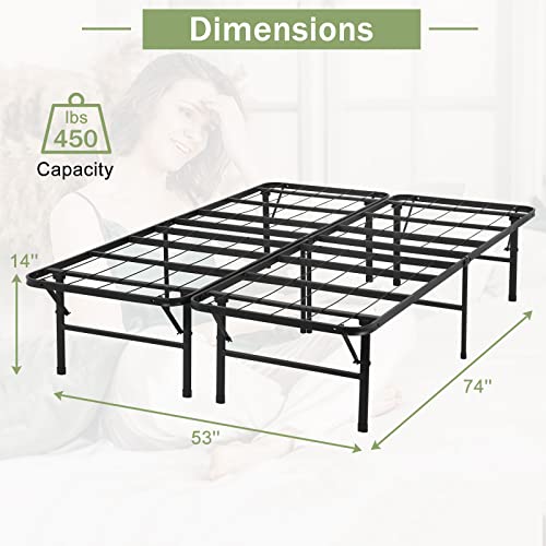 Twin Sturdy Steel Bed Frame 14 Inch Metal Platform with Underbed Storage Black Y955