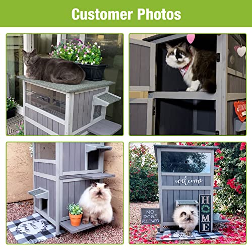 Outdoor Feral Cat House 2 Story Waterproof Shelter S95230