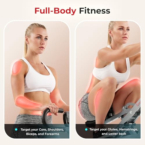 Sunny Health & Fitness Row-N-Ride Squat Assist Trainer, Foldable Home Exercise Machine G85090