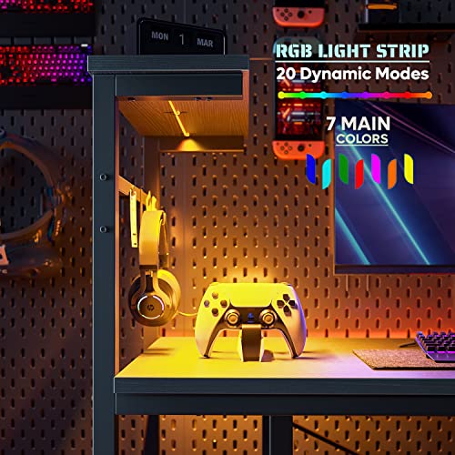 Bestier Gaming Desk with LED Lights, 51.3 Inch Computer Desk Q970