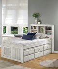 Discovery World Furniture White Full Bookcase Bed with 6 Drawers Z895159