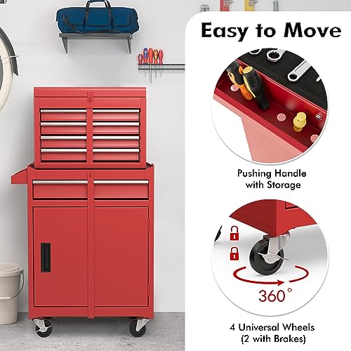 Goplus 5-Drawer Rolling Tool Chest with Lockable Wheels, Gray Z601390