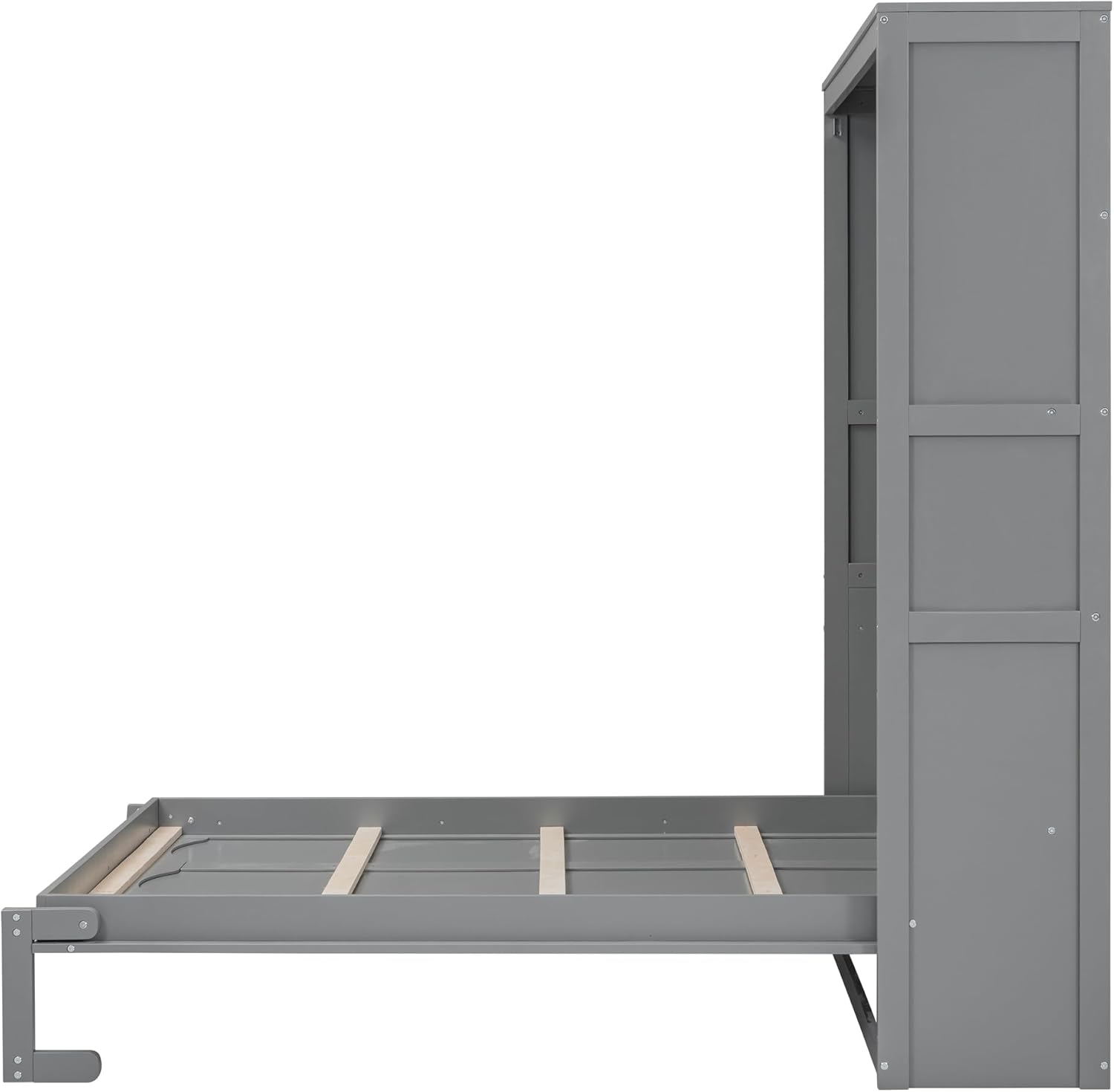 Bellemave Murphy Bed Full Size, Cabinet Bed Frame with Storage Shelves, Gray Q1886