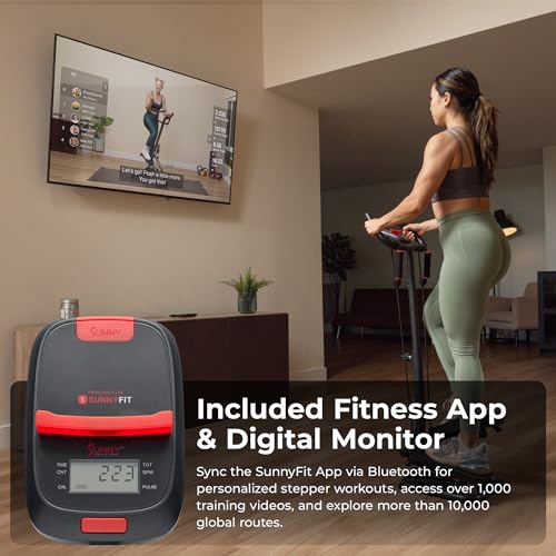 Sunny Health & Fitness 2-in-1 Smart Stepper Machine with Resistance Bands T171583