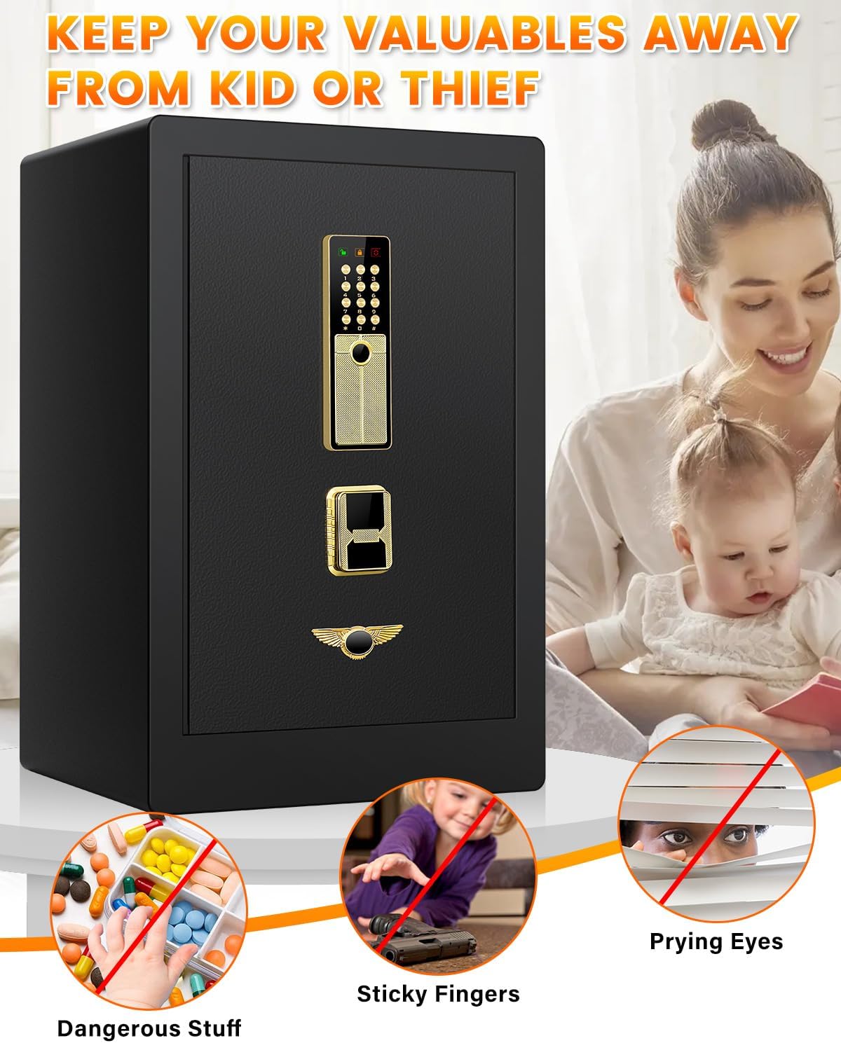 Fireproof Safe Box 5.0 Cuft with Digital Key Lock for Home D321174