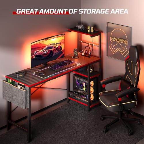 Bestier Gaming Desk with LED Lights, 51.3 Inch Computer Desk Q970