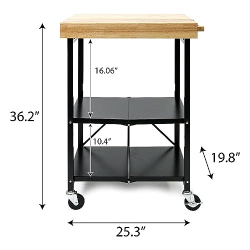 Origami Folding Kitchen Cart on Wheels, 3-Tier Rolling Cart Z2164
