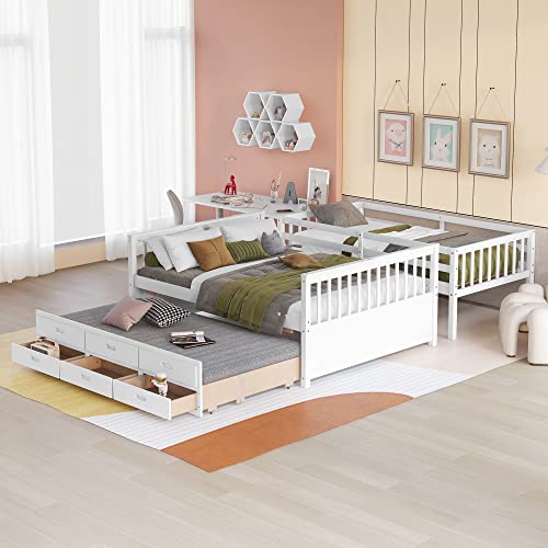Harper & Bright Designs Twin Over Twin Bunk Bed with Storage Drawers, Solid Wood, Espresso P440327