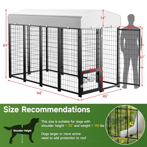 SINO LUBAN Outdoor Dog Kennel with Doggy Door, Heavy Duty Large Dog Pen E5768