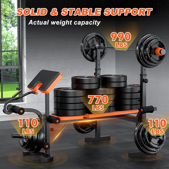 Fostoy Adjustable Weight Bench with Leg Extension and Preacher Curl V924693