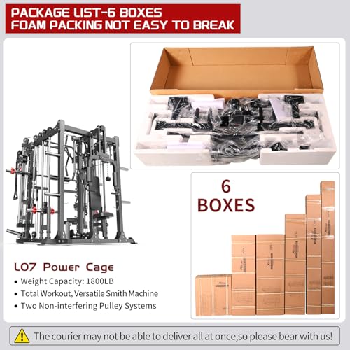 Power Cage Smith Machine Power Rack with Cable Crossover for Home Gym X175525