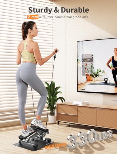 Sportsroyals Stair Stepper with Resistance Bands, Hydraulic Fitness Stepper, 330lbs Capacity D615949