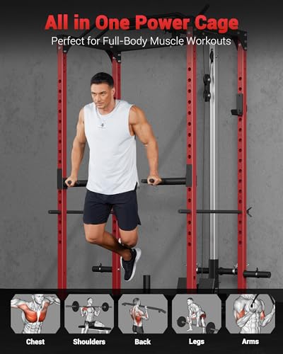 Power Cage with Cable Crossover System for Home Gym, 1600LBS Capacity J50127