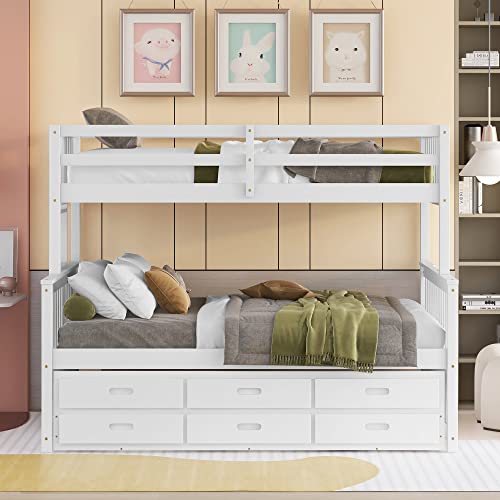 Harper & Bright Designs Twin Over Twin Bunk Bed with Storage Drawers, Solid Wood, Espresso P440327